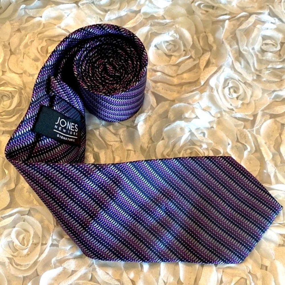 New Jones New York mens striped polka dot tie